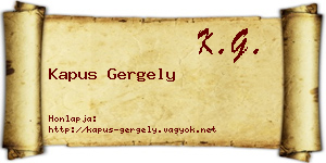 Kapus Gergely névjegykártya